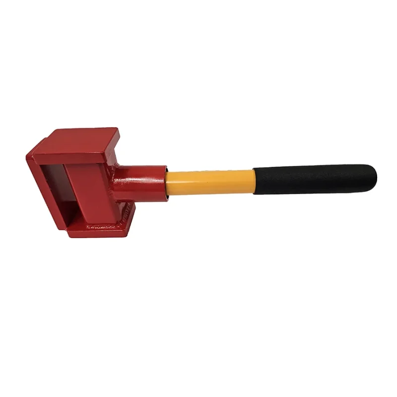 Side view of the JTC Rescue Hammer lying on its side, showing its sturdy metal head, ergonomic handle, and integrated seatbelt cutter designed for emergency rescue.