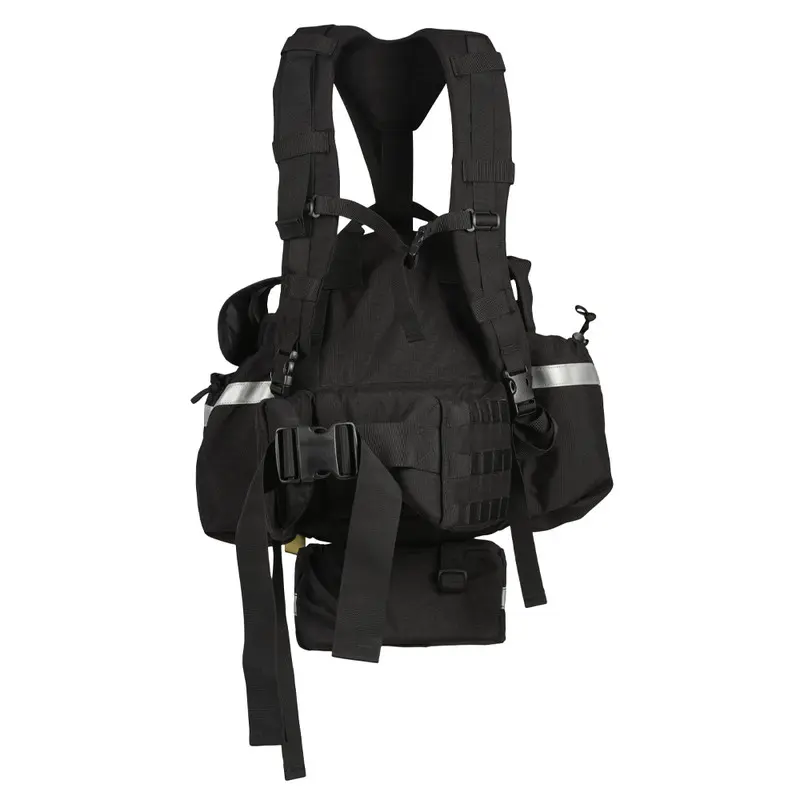 Back view of the True North Gear Fireball™ Pack in black, highlighting its ergonomic design, padded straps, and sturdy construction for comfortable and reliable use in firefighting and rescue operations.