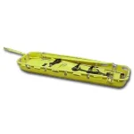 The International Stretcher Systems Yellow Jacket Basket Litter is a bright yellow rescue stretcher with mesh sides and multiple handles, designed for safe and secure patient transport in emergency and technical rescue situations.