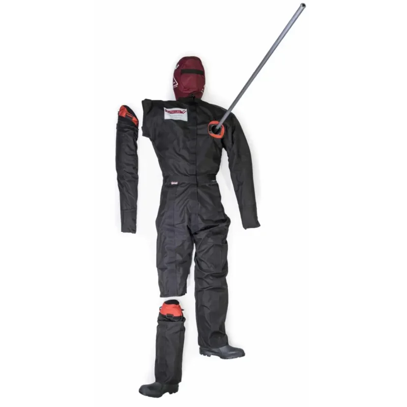 A Ruth Lee™ Multi Trauma Training Manikin featuring realistic injuries, positioned for use in a simulated emergency scenario involving trauma care or casualty extraction.