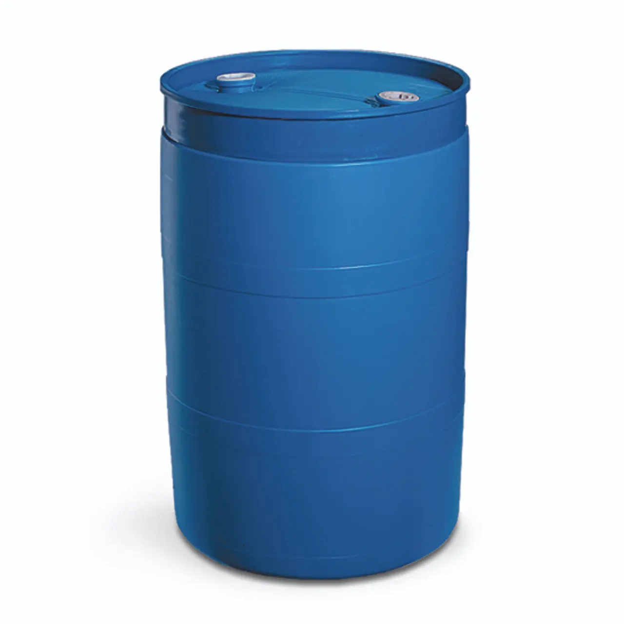A large, blue DQE® Decon Wastewater Barrel designed for safe collection and containment of contaminated wastewater during decontamination procedures.