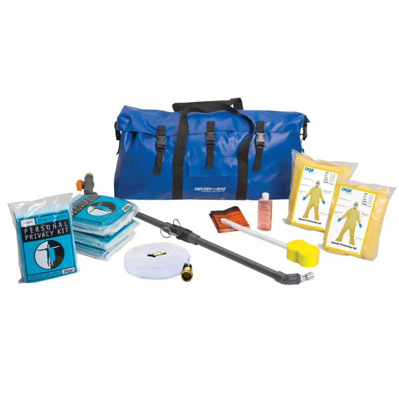 DQE® Decon in a Bag® system, a portable all-in-one decontamination kit designed for rapid deployment and easy transport during emergency response situations.