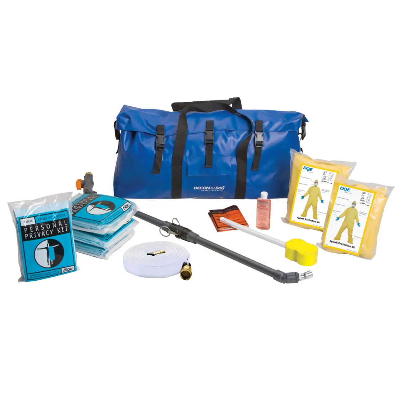 DQE® Decon in a Bag® system, a portable all-in-one decontamination kit designed for rapid deployment and easy transport during emergency response situations.