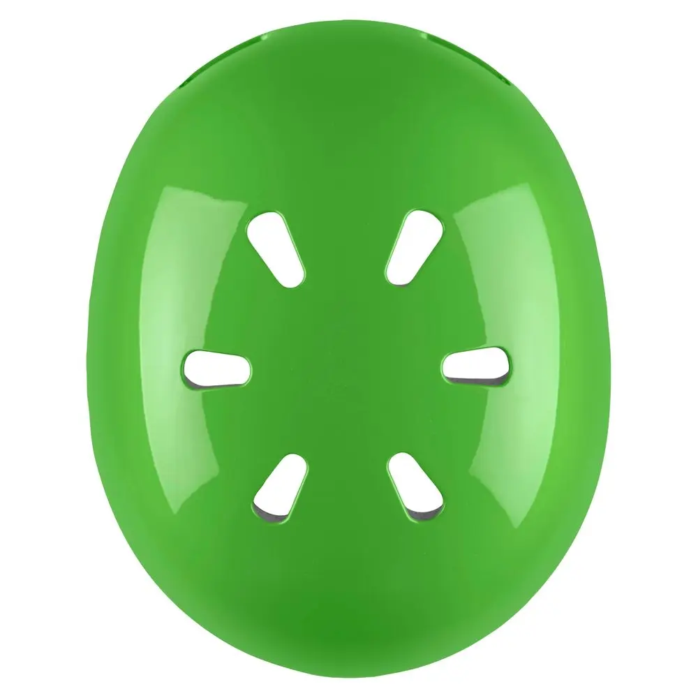 Top view of the NRS Via Helmet in green, highlighting its ventilation layout and smooth, impact-resistant shell for reliable water rescue protection.