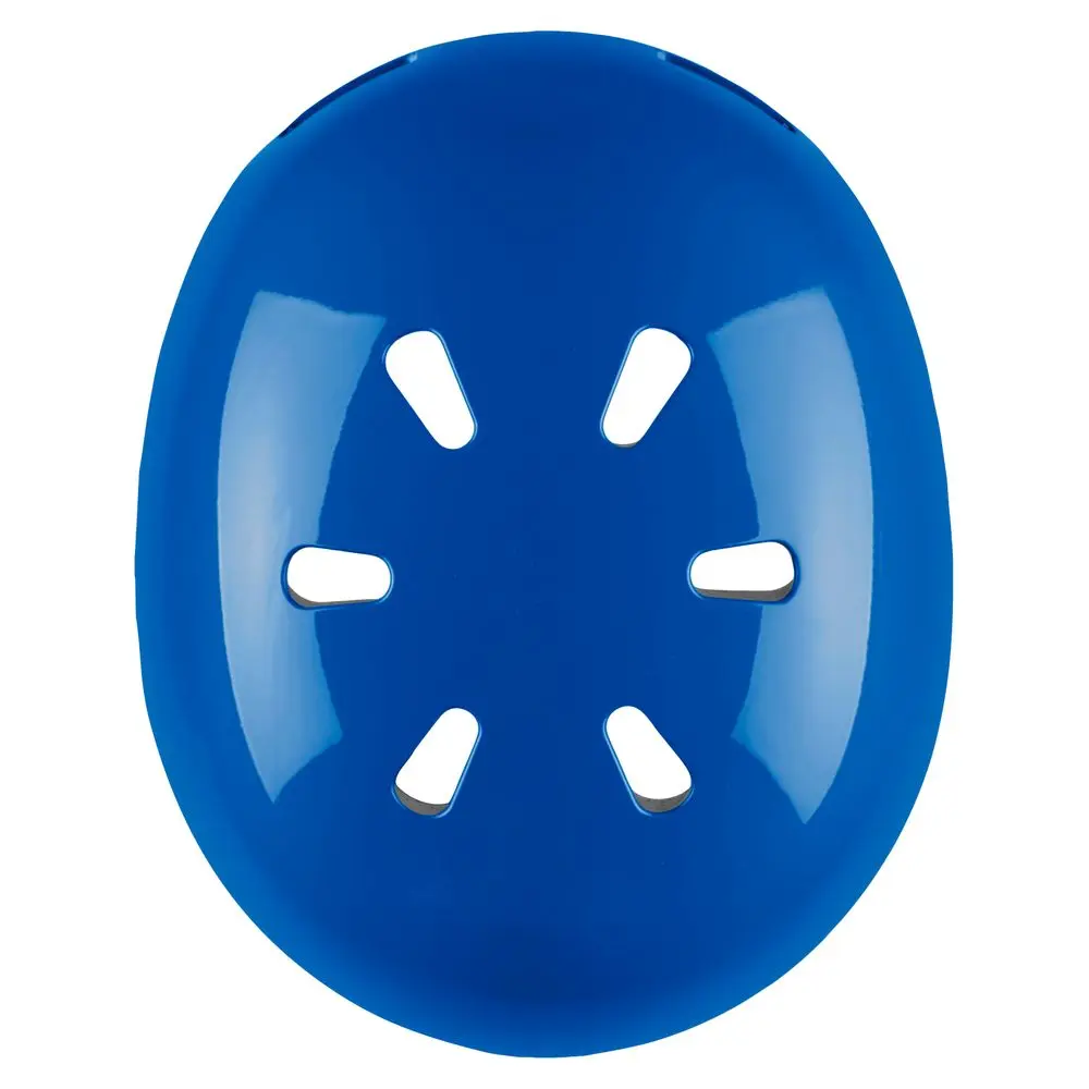 Top view of the NRS Via Helmet in blue, highlighting its ventilation layout and smooth, impact-resistant shell for reliable water rescue protection.