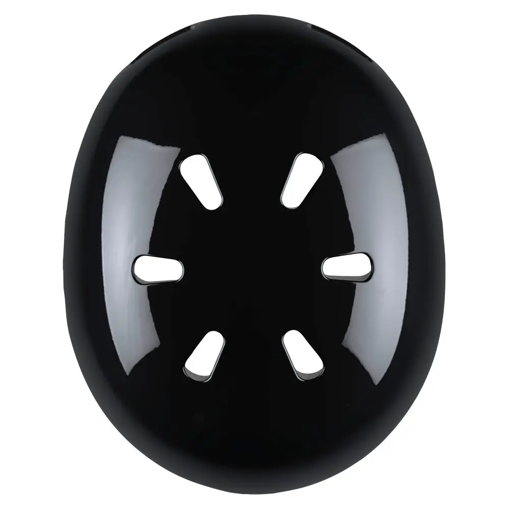 Top view of the NRS Via Helmet in black, highlighting its ventilation layout and smooth, impact-resistant shell for reliable water rescue protection.