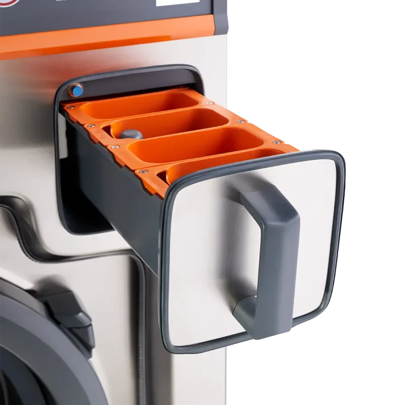 Ready Rack™ Smart-Wash 53 extractor washer detergent tray designed for easy loading and dispensing of cleaning agents.