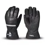 MajFire M7G Structural Firefighting Kangaroo Leather Gloves – Gauntlet shown in black leather with perforated palm grip and reinforced stitching, featuring an extended gauntlet cuff for added wrist coverage, durability, and reliable heat protection.