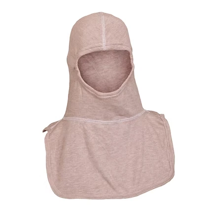 MajFire PRO-X2 PBI Hood shown in tan PBI fabric with reinforced stitching, featuring a full-coverage design for reliable thermal protection, comfort, and a secure fit.