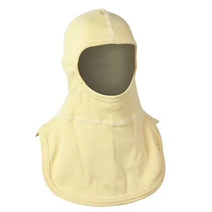 MajFire PRO-X2 Instructor PK10 Hood shown in light yellow knit fabric with reinforced seams, featuring a full-coverage design for dependable thermal protection, comfort, and a secure fit.