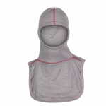 MajFire PRO-X2 VSRED GY Hood shown in grey flame-resistant fabric with red contrast stitching, featuring a full-coverage design for enhanced protection, comfort, and a secure fit.