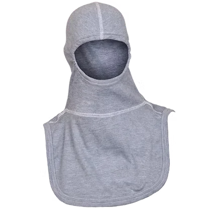 MajFire PRO-X2-23 RK Hood shown in grey knit fabric with reinforced seams, featuring a full-coverage design for reliable thermal protection, comfort, and a secure fit.