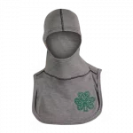 MajFire PRO-X2 FI Celtic GY Hood shown in grey flame-resistant fabric with black stitching and Celtic emblem detail, featuring a full-coverage design for enhanced protection, comfort, and a secure fit.