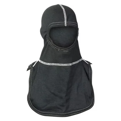 MajFire PRO-X2-23 CX6 Hood in black with white stitching, flame-resistant protective firefighting hood designed for thermal protection and structural fire service use in high-heat environments.