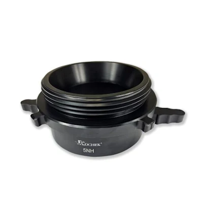 Kochek black aluminum 5 NH swivel long handle female to rocker lug male coupling adapter, model 54L.