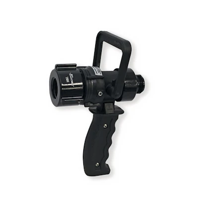 Black Kochek fire nozzle with pistol grip handle and carrying handle.