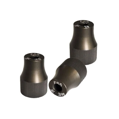 Set of three dark gray Kochek straight stream nozzle tips in assorted sizes.