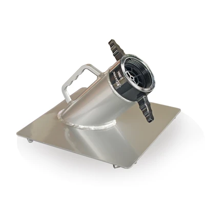 Kochek threaded female basement strainer with carrying handle and flat mounting base.