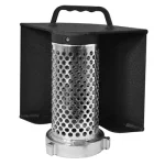 Kochek threaded female bottom guard strainer with black metal guard and carrying handle.