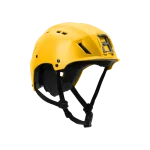 Team Wendy® ADVENTURER™ Bump Helmet in yellow with adjustable chin strap and side rail accessory mount.