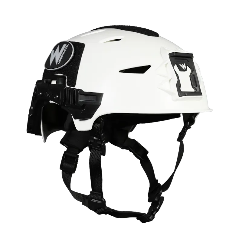 Team Wendy® EXFIL® Rescuer Bump Helmet in white with side rail mount and adjustable chin strap.