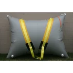 Gray Mat Jack MJEP-6000 underwater pillow bag with reinforced yellow lifting straps, orange fill hose, and dual valve ports.
