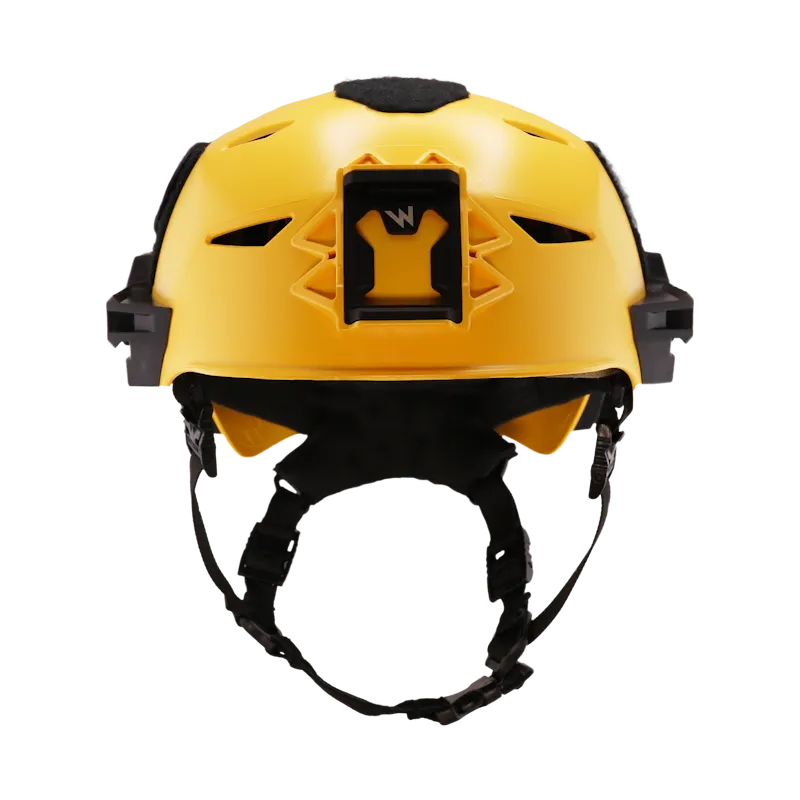 Team Wendy® EXFIL® Maritime Rescuer Bump Helmet in yellow, front view with center rail mount and dual side rails.